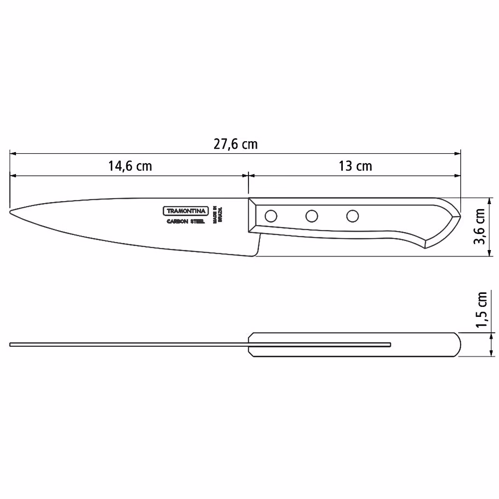 Faca 6" Peixeira Cozinha Tramontina Lâmina 15cm Cabo de Madeira 22950/006 - Imagem 2