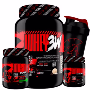 Kit Whey Protein 3W + Pré Treino + Glutamina + Shaker