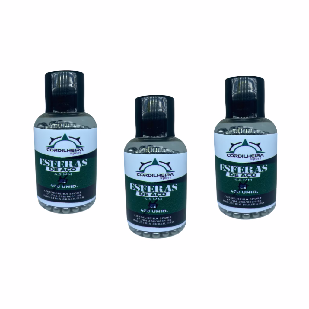 3 Potes de Esferas de Aço 4,5mm 1200 Unidades (Cada Pote 400Un)