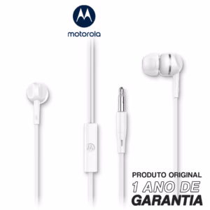Fone De Ouvido com fio Original Motorola Earbuds 105, Anti Ruido Com Microfone - Branco