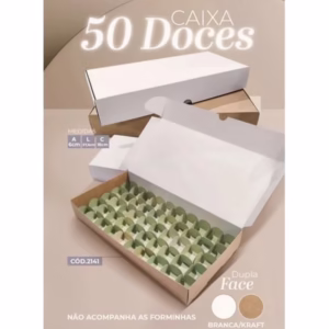 10 caixa 50 doces ou salgado branca 37,5x18x6 cm altura SEM VISOR