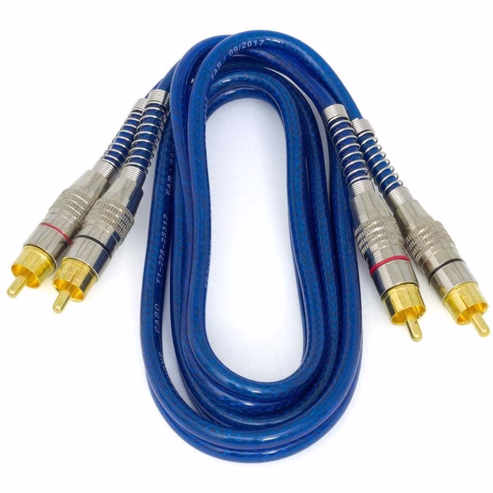 Cabo RCA 1 Metro Dupla Blindagem 5mm Vermelho