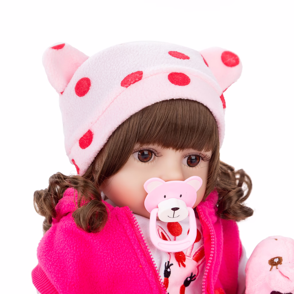Brastoy Boneca Bebê Reborn Silicone Menina Girafinha Olhos Castanhos 48cm - Imagem 2