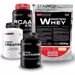 Kit Whey Protein 500g + Power Creatina 100g + Power Glutamina 100g + BCAA 100g - Bodybuilders