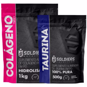 Kit: Colágeno Tipo 1 Hidrolisado 1kg + Taurina 500g Soldiers Nutrition Aminoácido Recuperação