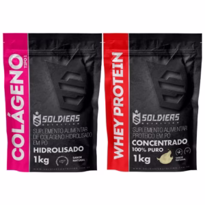Kit: Whey Protein Concentrado 1kg + Colágeno Tipo 1 Hidrolisado 1kg Soldiers Nutrition Proteína Muscular