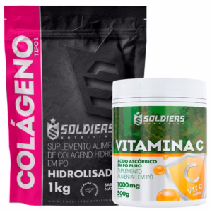Kit: Colágeno Tipo 1 Hidrolisado 1kg + Vitamina C 500g Soldiers Nutrition Saúde Beleza