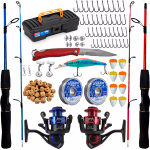 Kit Pesca Completo Molinete 3 Rolamento C/ Vara Maleta E Acessórios