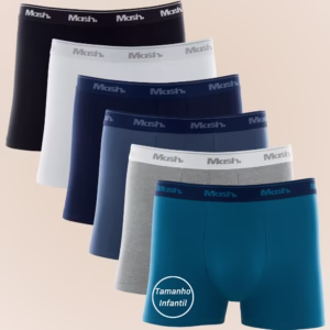 Kit Com 6 Cuecas Boxer Box Básica Kids Mash Infantil Juvenil Em Algodão