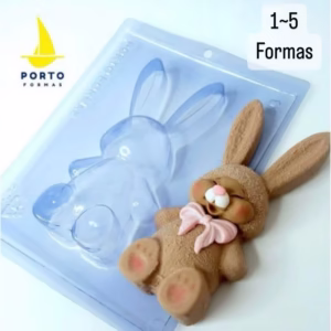 // KIT FORMA PORTO COM SILICONE (3 PARTES) PARA CHOCOLATE COELHO RECHEADO – CÓD. P91 (PORTO FORMAS)//