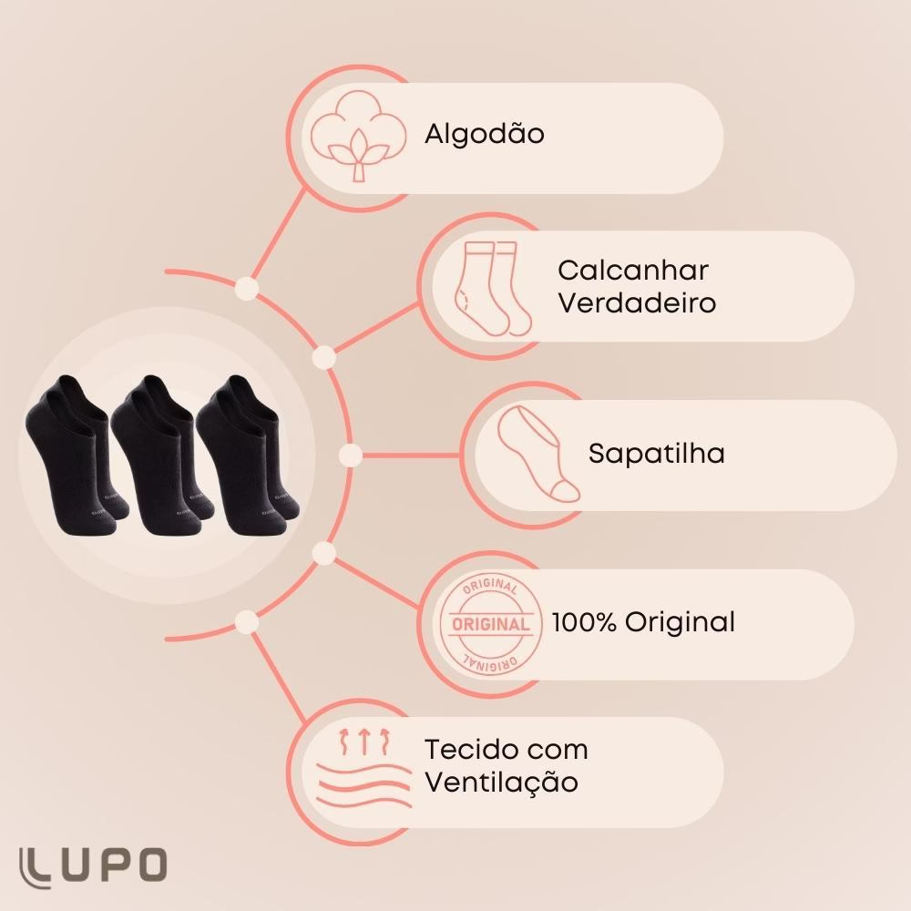 Kit Com 10 Pares Meias Lupo Soquete Sapatilha Invisível Baixa Esportiva Original - Imagem 2