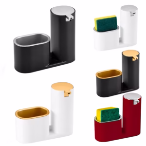 Dispenser Detergente Sabão Sabonete Com Porta Bucha Multiuso Cozinha Pia Luxo Arthi