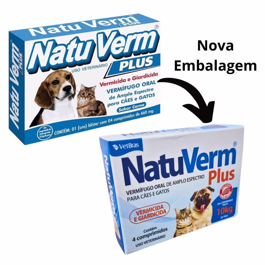 Natu Verm Plus Cães E Gatos Até 10kg Vermífugo E Giardicida 4 Compr. - Imagem 2