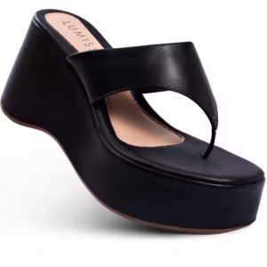 Sandália Feminina Lumiss Tamanco Anabela De Dedo Preto