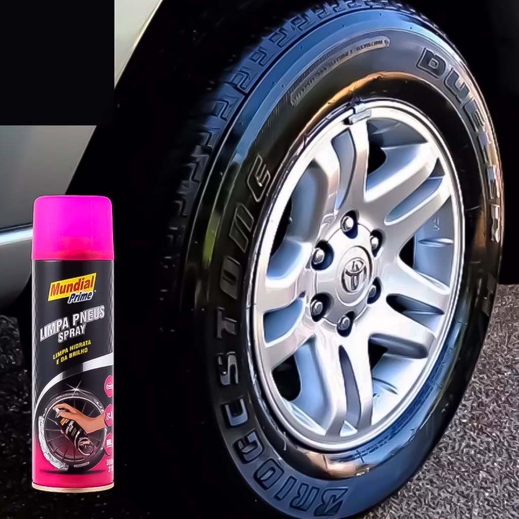 Limpa Pneus Pretinho Spray Bike Moto Carro Automotivo Brilho Lava Jato Limpeza - Imagem 2