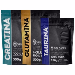 Kit: Creatina 500g + Glutamina 500g + Taurina 250g Soldiers Nutrition Força Performance