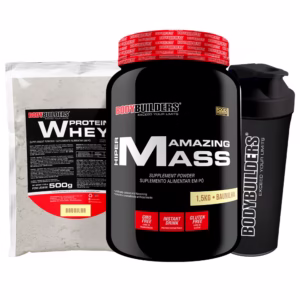 Kit Hipercalórico Amazing Mass 1.5kg + Whey Protein Concentrado 500g + Coqueteleira - Bodybuilders
