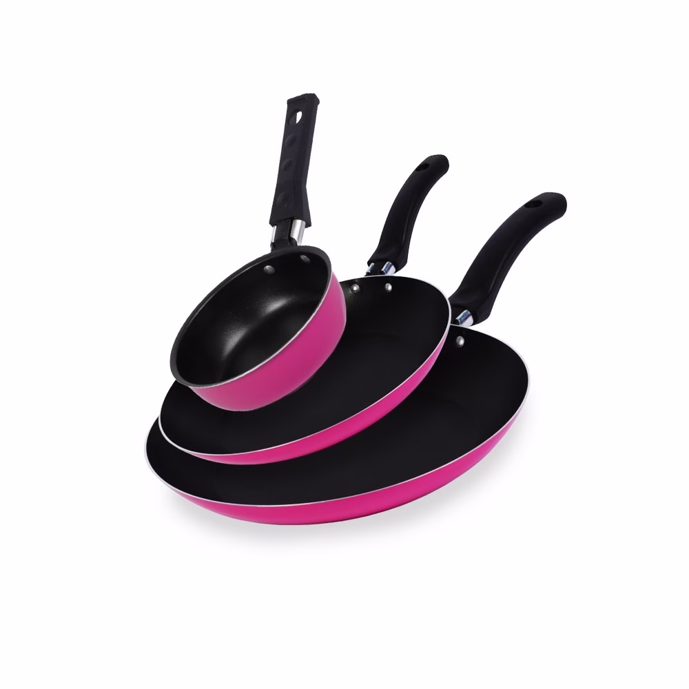 Jogo De Frigideiras Francesas 3 Peças 14 18 24Cm Rosa Nacional