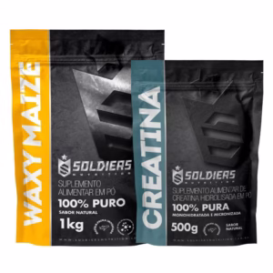 Kit: Creatina 500g + Waxy Maize 1kg Soldiers Nutrition Força Performance