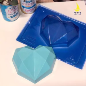 1~5 Forma Porto Com Silicone (3 partes) Para Chocolate CORAÇÃO LAPIDADO DIAMOND 500G, CÓD P62 (PROMOÇÃO PORTO)