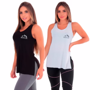 Kit 2 Regatas Femininas Fitness Rocca Tapa Bumbum Multicoloridos