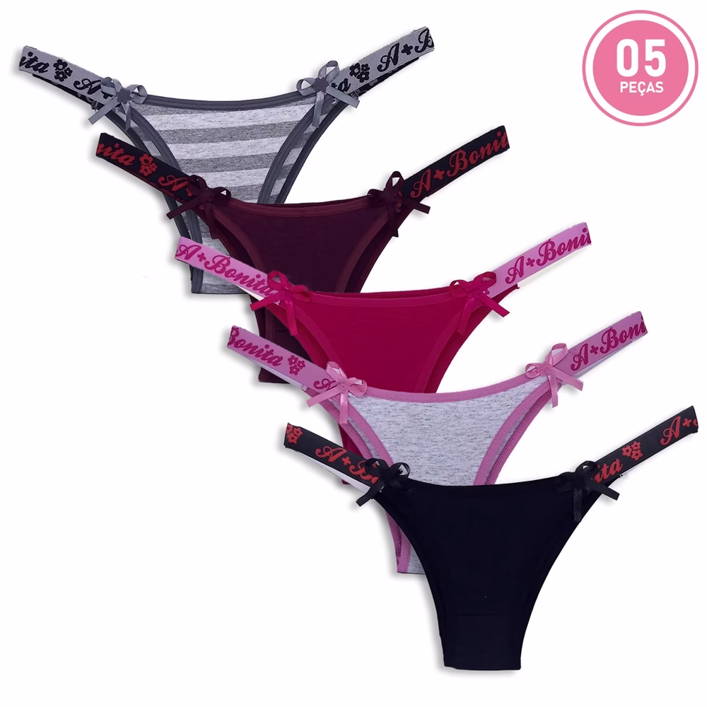 Kit 5 Tangas Femininas Algodão Amor de Verão