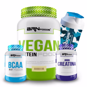 Kit Proteína Vegana Vegan Protein 500g + Creatina Premium 100g + BCAA Fit 100g + Coq - BRNFOODS