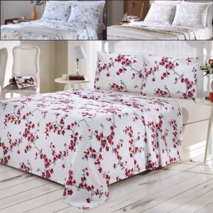 Jogo de Cama 100% Algodão Casal 4 peças Lençol com Elástico 130 Fios - Dohler