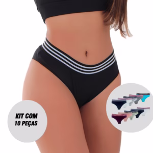 Kit 10 Calcinhas de Algodão Penteado Vitória