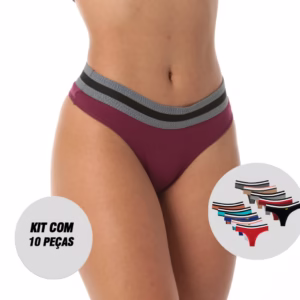 Kit 10 Tangas Algodão Fio Listras Lingerie Sexy