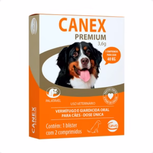 Canex Premium 3,6g (40Kg) - 2 Comprimidos - Vermífugo e Giardicida Oral P/ Cães