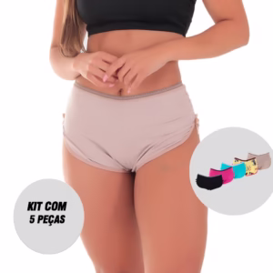 Kit 5 Calcinhas Shortinho Algodão Penteado Bombom