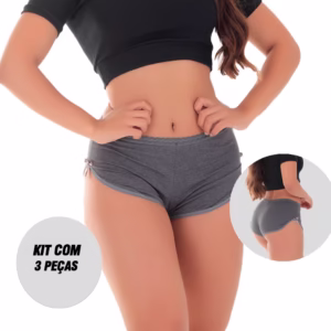 Kit 3 Calcinhas Shortinho Bombom Algodão Penteado