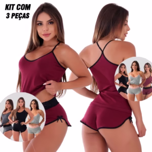 KIT 3 Baby Doll Paris Algodão Pijama Sensual