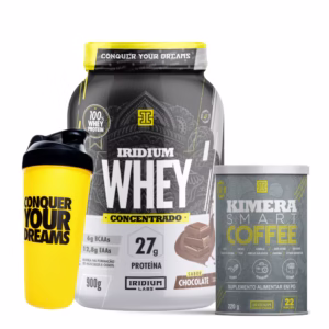 Kit Kimera Smart Coffee 220g e Whey Protein Concentrado 900g e Coqueteleira Shaker