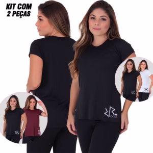 Kit 2 Blusas Poliamida Academia Dry-Fit Tapa Bumbum