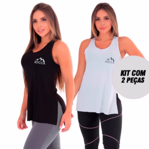 Kit 2 Camisetas Regata Feminina Viscose Soltinha Academia