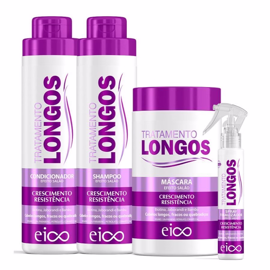 Kit Eico Cabelos Longos Shampoo e Condicionador 800ml + Máscara Hidratação1kg + Finalizador 120ml