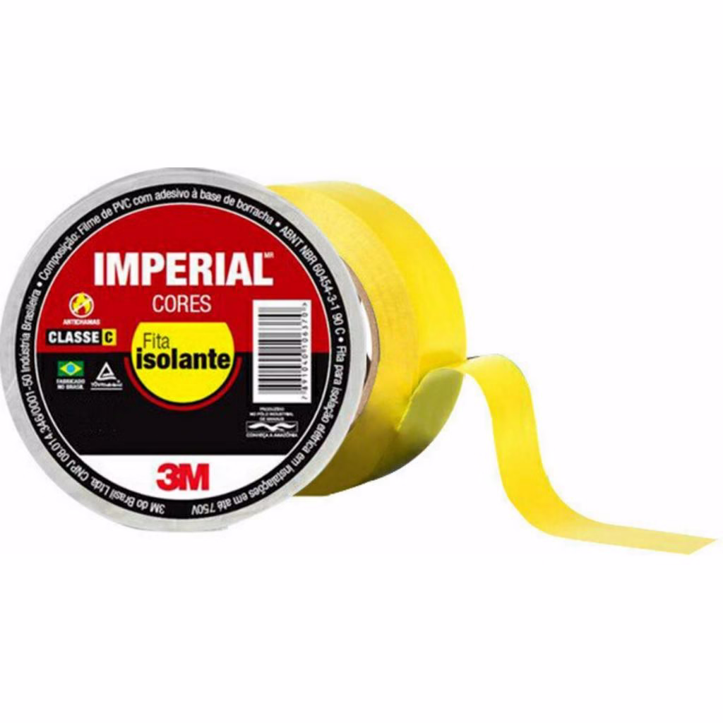 Fita Isolante Amarela 10 Metros x 18mm Imperial Cores Uso Geral 3M - Imagem 2