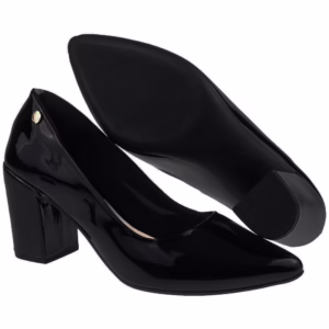 Sapato Social Scarpin Bico Fino Verniz Luxo Festa Shekinah Conforto Salto Alto Quadrado Bloco Macio
