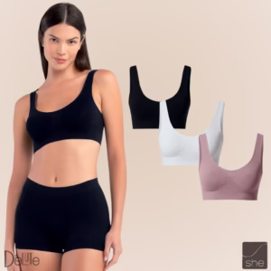 Kit 3 Top Fitness Regata Feminino She Lingerie Sem Bojo Sem Costura Microfibra Para Academia
