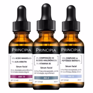 Kit 3 Séruns Principia Mandélico + Peptídeos + Hialurônicos