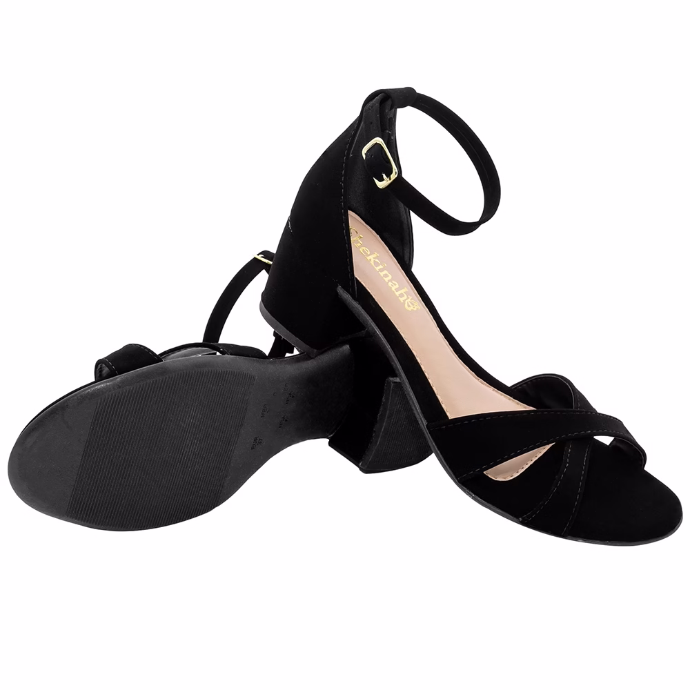 Sandália Feminina Saltinho Salto Baixo Quadrado Shekinah Confortável Lançamento Tendencia Nobuck X - Imagem 2