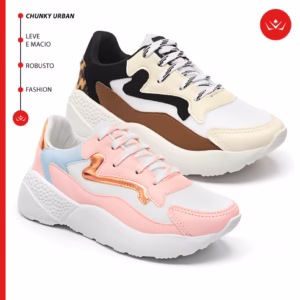 Kit 2 Tênis Feminino Vili Chunk Urban Casual Dia a Dia