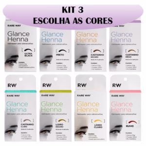 Kit 3 Hennas Glance Para Sobrancelhas Rare Way 100% Natural