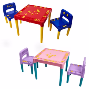 Mesa Infantil 2 Cadeira Educativa Para Crianças Com Letras Amarelas Tritec