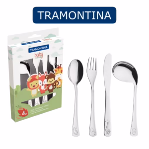 Jogo De Talheres Infantil Aço Inox 4 Peças Sem Corte Tramontina