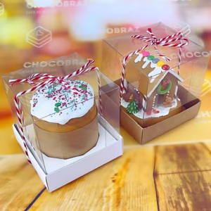 20~100 caixas com visor acetato cupcake mini bolo KRAFT ou BRANCA 10x10x10 com berço (chocobraz)