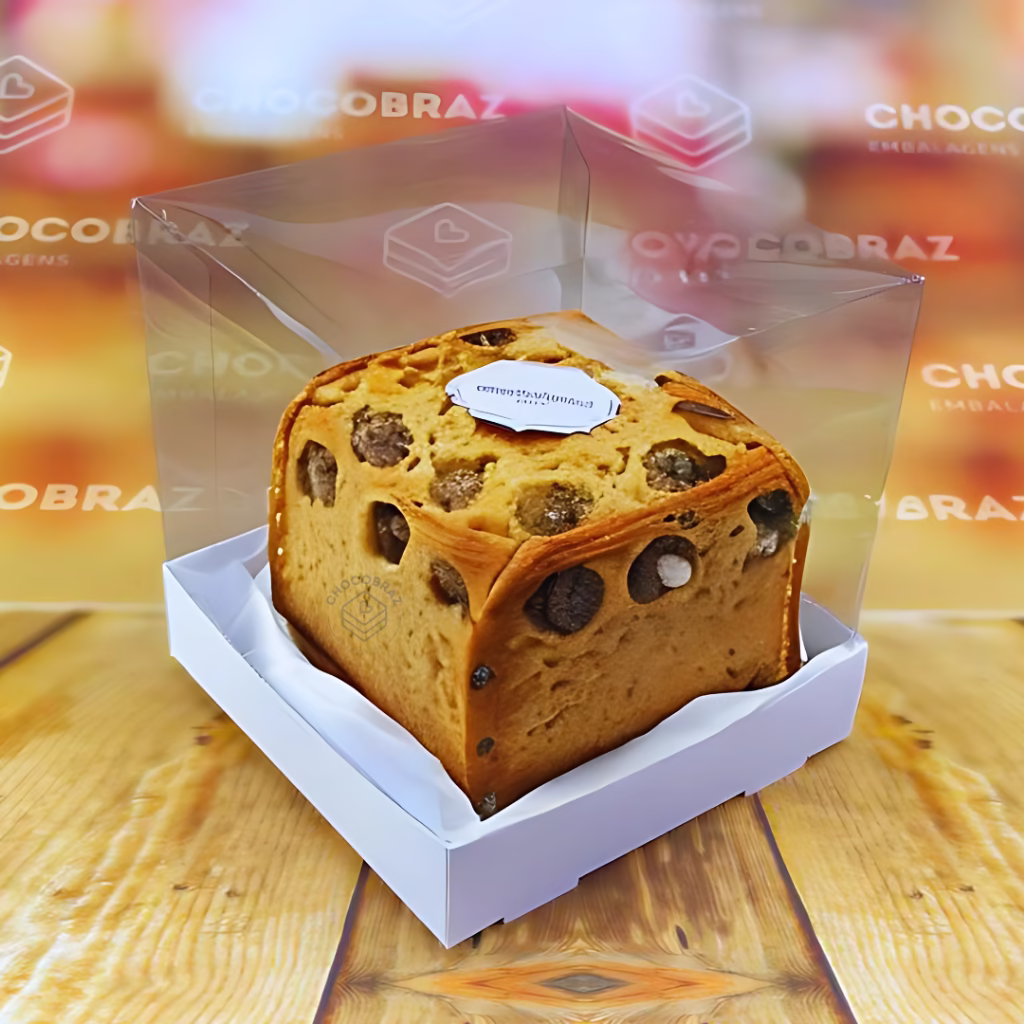 10 caixas panetone 250 g mini bolo 12x12x12 com visor branca ou kraft//