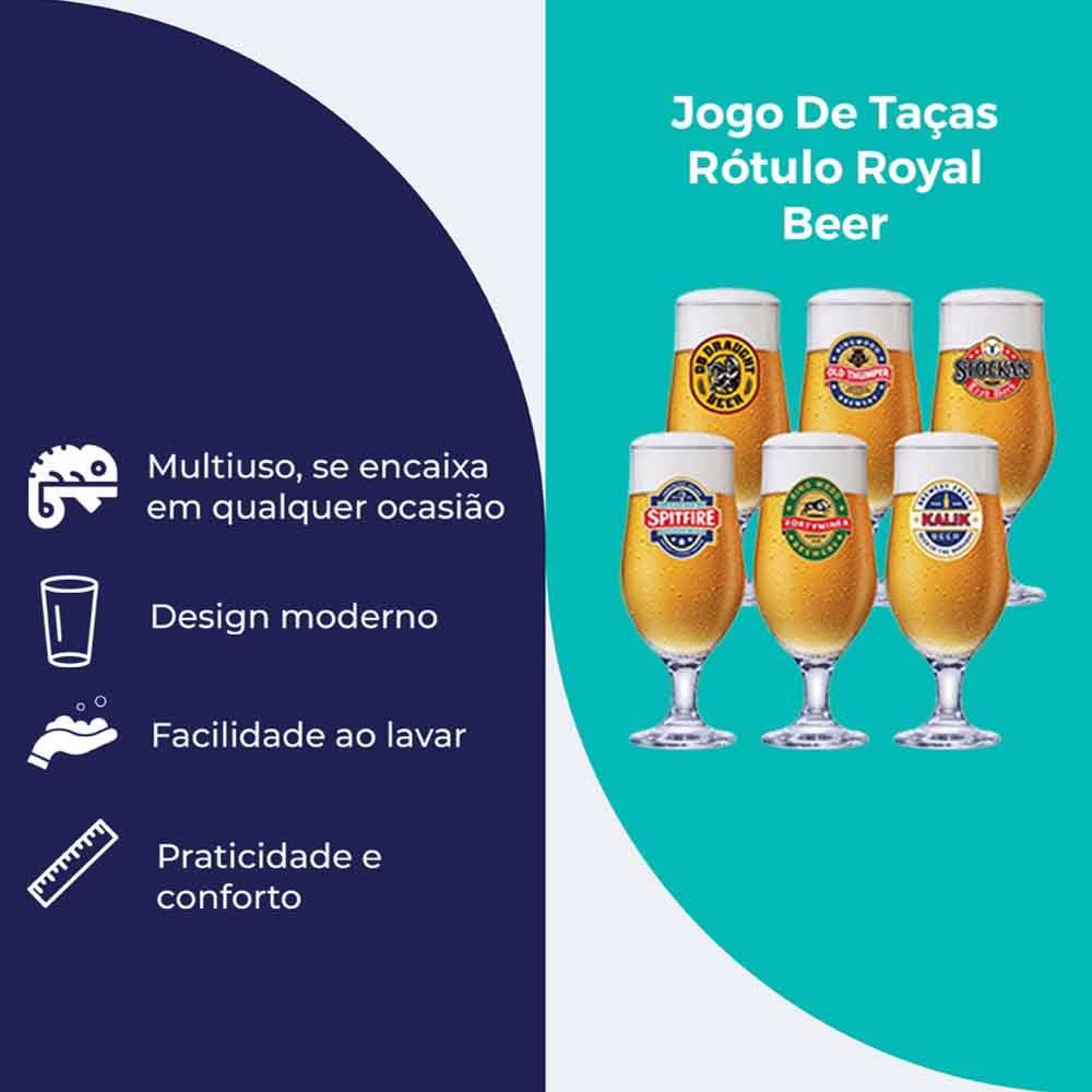 Kit Taça de Vidro Royal Beer Happy Hour Cerveja 6pcs, 330ml - Ruvolo - Imagem 2